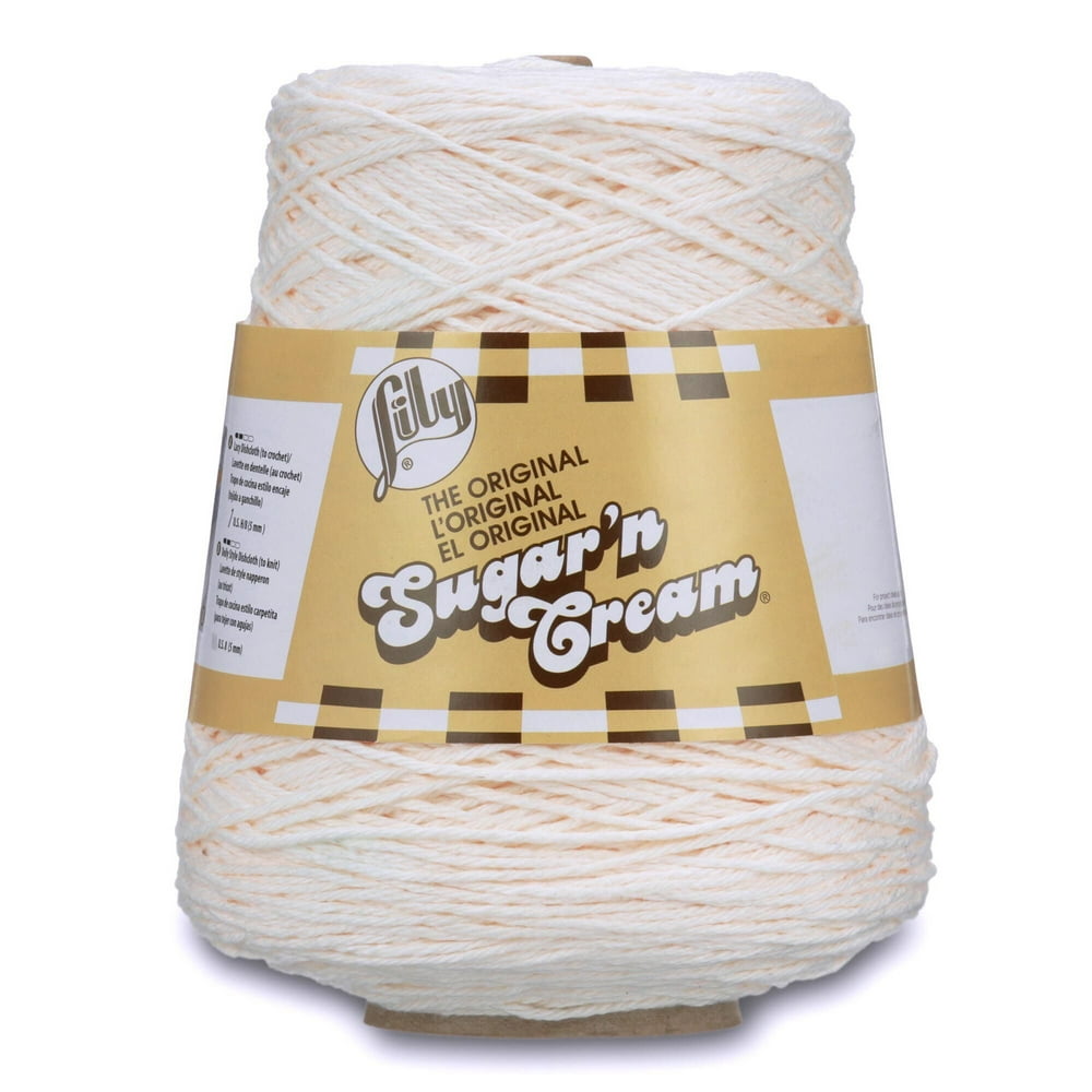 Lily Sugar 'N Cream Cotton Cone Yarn, Soft Ecru, 14oz(400g), Medium