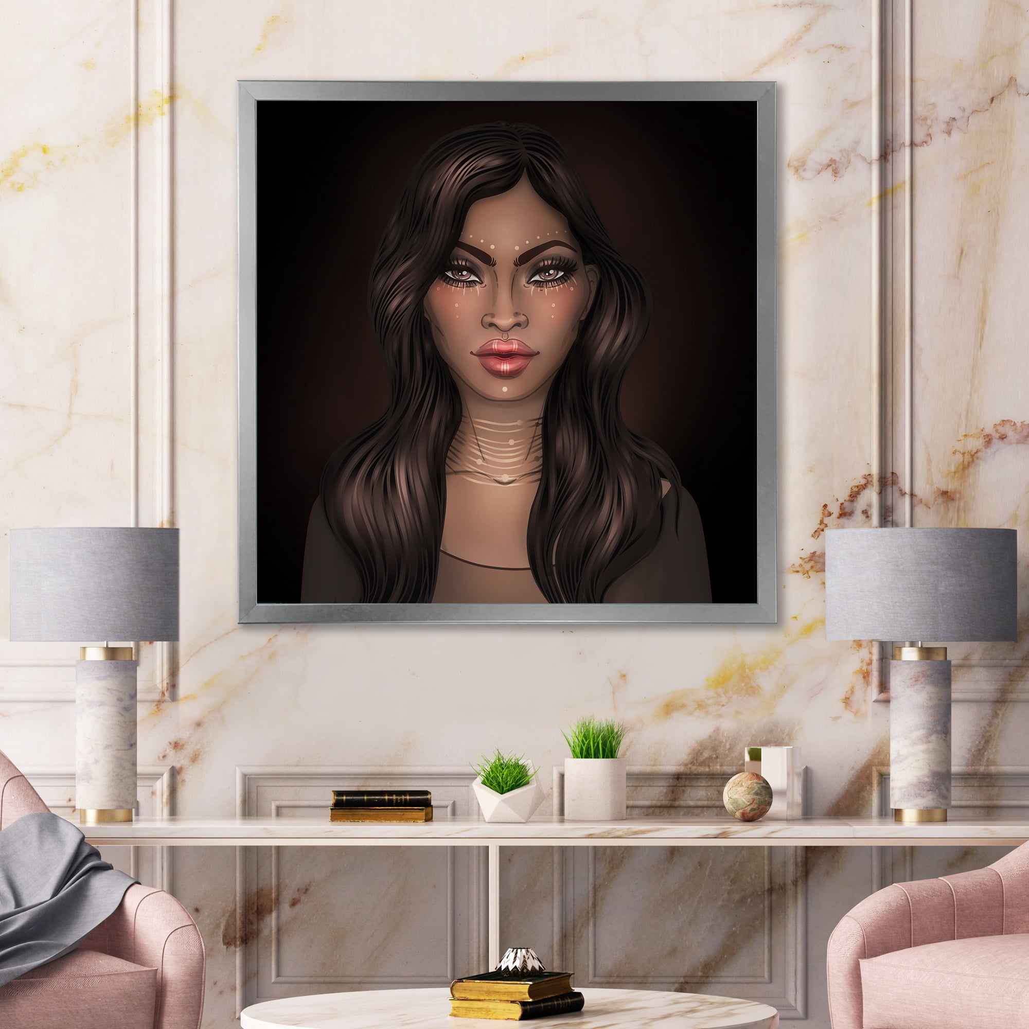 Designart 'Portrait of Afro American Woman IV' Modern Framed Art Print