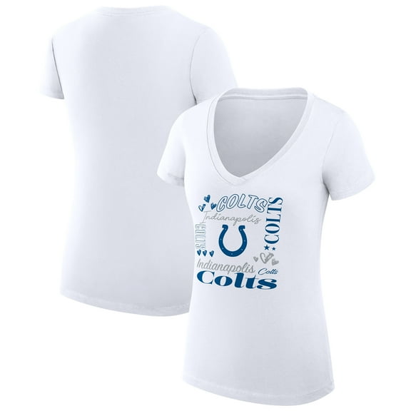 Women's G-III 4Her by Carl Banks White Indianapolis Colts Super-Slim Fit Lightweight Collage Team V-Neck T-Shirt