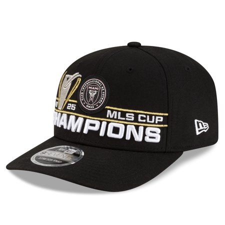 Men s New Era Black Inter Miami CF 2025 MLS Cup Champions Locker Room 9SEVENTY Adjustable Hat
