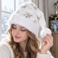 thumbnail image 6 of Snowflake Sequin Santa Hat for Adults Women Men, Plush Holiday Hats Personalized Christmas Hat Party Xmas Claus Hats, Soft Plush Velvet Xmas Hats, New Year Costume Party Decorations,Z3-Silver, 6 of 6