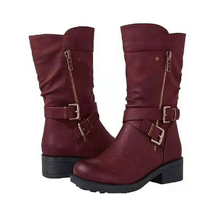 

Gift for Womens Juebong Fashion Zipper Hasp Zipper Large Size Comfortable Shose Women Autumn Leather Boots