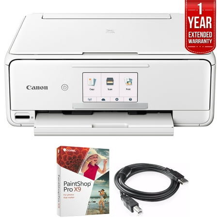 Canon Network Printer Copiers - Canon PIXMA TS8120 Wireless Inkjet All-in-One Printer with Scanner & Copier White (2230C022) Corel Paint Shop Pro X9 Digital Download, High Speed 6-foot USB Printer Cable & 1 Year Extended Warranty