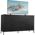 thumbnail image 4 of Black TV Stand for 60, 65, 70 inch TV, Large Entertainment Center with 6 Fabric Drawer, TV Media Console Table with Wood Top, Adjustable Feet for Living Room, Hallway, 4 of 7