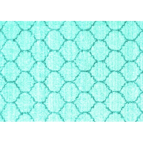 Ahgly Company Machine Washable Indoor Rectangle Trellis Turquoise Blue Contemporary Area Rugs, 7' x 10'
