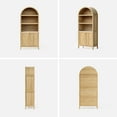 thumbnail image 6 of EYYTHUNG 71" Tall Arched Cabinet Modern Farmhouse 5-Tier Arched Bookcase Storage Display Cabinet with Faux Marble Top, Natural Oak, 6 of 7