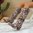 thumbnail image 6 of SACFOF Womens Classic Tall Knee High Block Heel Fashion Boots Animal Print Pointed Toe Chunky Heel Shoes, 6 of 7