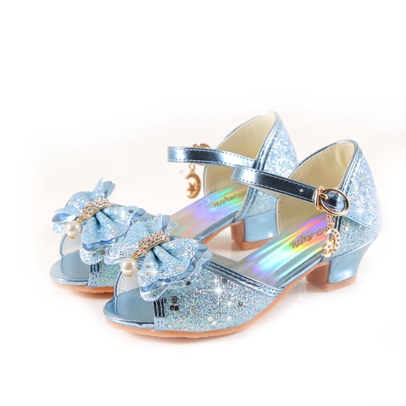 YUNICUS Girls Sandals Glittler Dress Shoes Princess Crystal High Heels for Kid Toddler