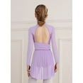 thumbnail image 6 of Hansber Kids Girls Lyrical Dance Dress Long Sleeve Sparkle Mesh Cutout Back Ice Figure Skating Leotard Dress Lavender 6, 6 of 6