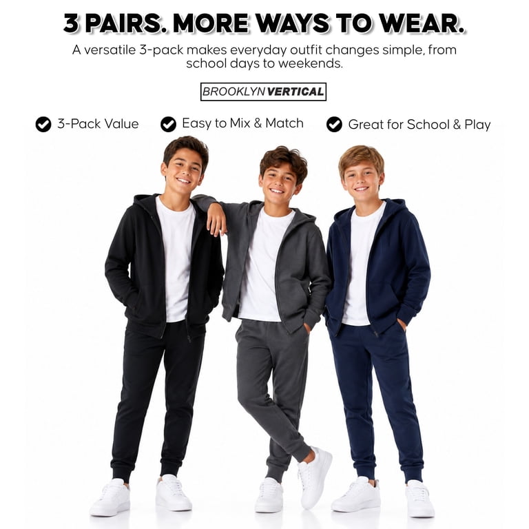 Brooklyn Vertical Boys 3-Pack Poly Fleece Joggers photo 5