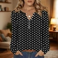 thumbnail image 2 of Rohuuque Women's Fall Long Sleeve Tops Button Down Henley V Neck Shirts Dressy Casual Loose Printed Trendy Blouses Black, 2 of 5