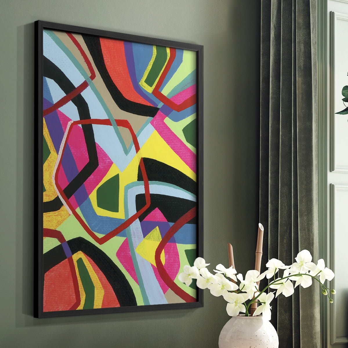 Bold Shape Shift II Framed Print in Black Solid Wood Framed Print No Nail Hanging