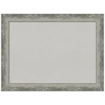 Amanti Art Grey Cork Board Framed Waveline Silver Narrow Bulletin Board 33 in. x 25 in.