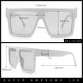 thumbnail image 5 of Squared Mobster Mafia Oversize Rectangular Sunglasses Ivory - Beige, 5 of 8