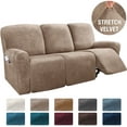 thumbnail image 2 of Dowbom Stretch Recliner Sofa Slipcove 3 Cushion Velvet Thick Furniture Protecto Couch Cover, 2 of 7