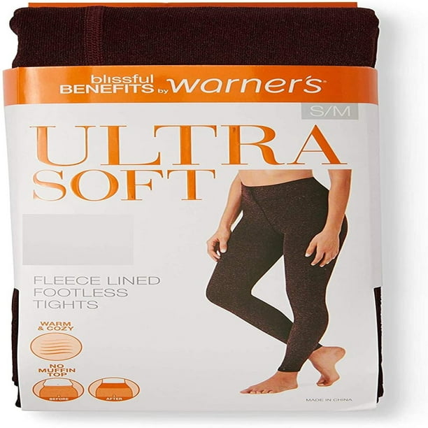 Warner S Ultra Soft Fleece Lined Footless Tights Dark Wine Heather L Xl