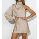 thumbnail image 2 of Women's Satin Dresses Mock Neck One Shoulder Long Sleeve High Waist Dresses, 2 of 4