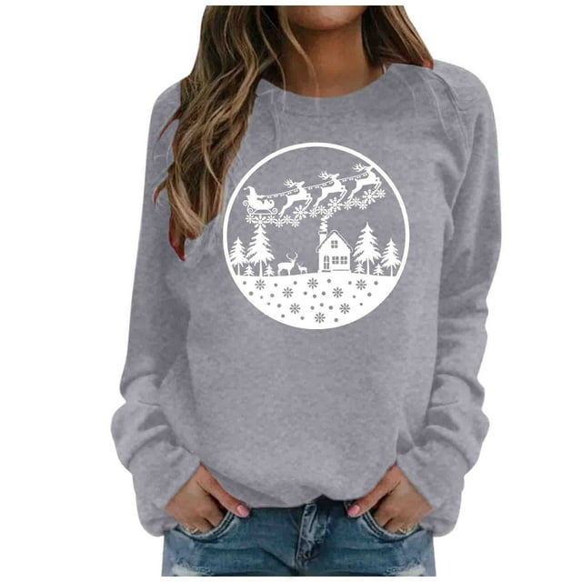 Femmes de Noël Pull Imprimé Graphique Mode Sweatshirt Manches Longues Fermeture Blouse Mi Longueur Veste Col Rond Hiver Cardigan Hoodie Soft Outwear