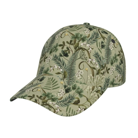 Naloa Original Classic Low Profile Hat Men Women Baseball Cap Dad Hat Adjustable Unconstructed Tropical Plants Green Print Cap