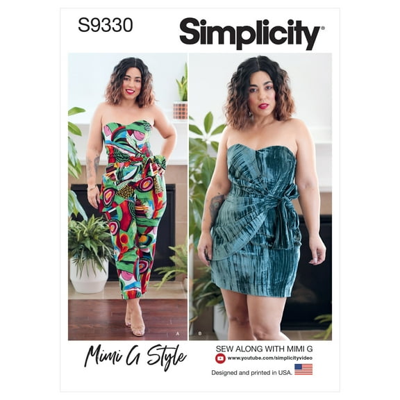 Simplicity Misses Strapless Jumpsuit and Mini Dress-6-8-10-12-14