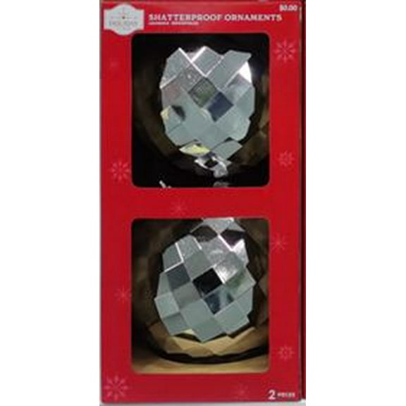 Shiny Silver Jumbo Shatterproof Christmas Ornaments, 2 Count, by Holiday Time