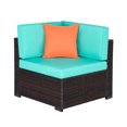 thumbnail image 5 of Wicker Patio Sets, 7 Piece Patio Furniture Sofa Sets with 6 PE Wicker Sofas, Coffee Table, All-Weather Patio Conversation Set with Lake Blue Cushions for Backyard, Porch, Garden, Poolside, LLL27, 5 of 8