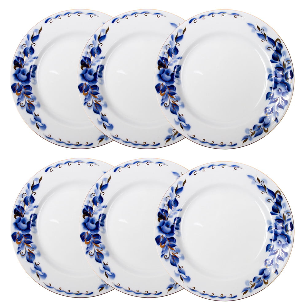 by Dobrush Belarus White with Gold Rim DINNER SET OF 18 Porcelain Plates