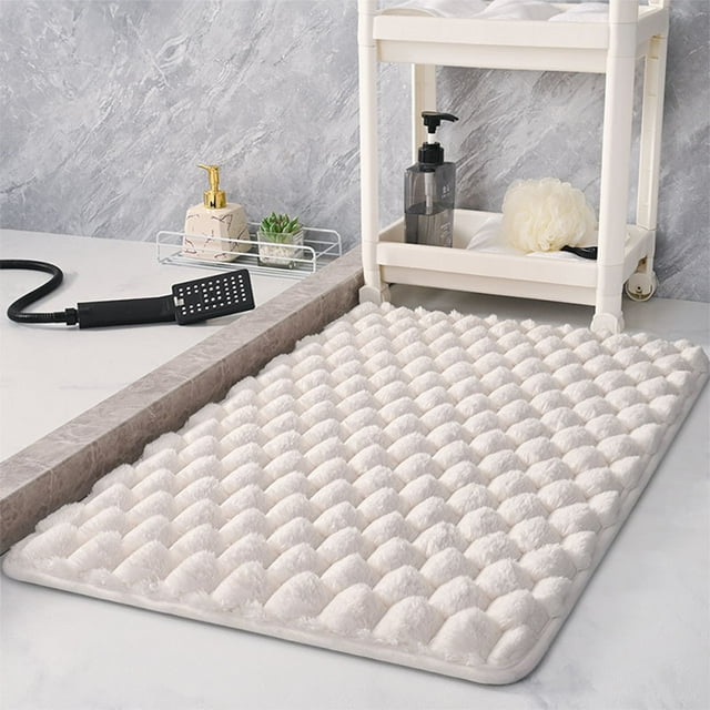 Alfombra De Baño, Tapete Antideslizante Y Absorbente, Alfombra Suave Para La Entrada Del Dormitorio O La Sala De Estar, Color Blanco
