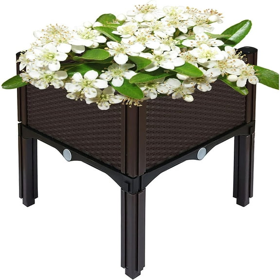 EPOTOOR Outdoor Plastic Raised Garden Bed Elevated Planter Box Kit Reserve Excess Water