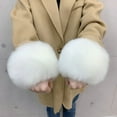 thumbnail image 4 of Skymirror 1 Pair Faux Fur Cuffs Fuzzy Solid Color Thick And Warm Winter Sleeve Accessory for Coats Jackets Celebrity Lady Prom Party Sleeve Add-ons Cuffs, 4 of 8