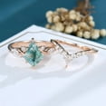 thumbnail image 2 of Kite-Cut Natural Moss Agate & Lab-Created Moissanite Wedding Band with Bridal Engagement Ring Set in 925 Sterling Silver for Women – Elegant, Unique, and Timeless, 2 of 5