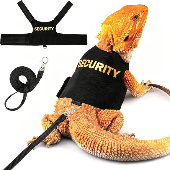 GASTROPOD Bearded Dragon Harness and Leash Set - Escape Proof Adjustable Lizard Reptiles Harness with 5 Ft Short Leash for Walking Outdoor Adjustable Bearded Dragon Leash