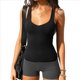 thumbnail image 2 of Camisetas de Tirantes de Verano para Mujer, Camisetas Sin Mangas con Cuello Cuadrado y Corte Bajo, Camisetas Acanaladas, Camisetas Básicas Informales Ajustadas Negro L, 2 of 8