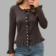 thumbnail image 1 of Cárdigan de punto para mujer, color liso, cuello redondo, suéter con botones, cárdigan, top para mujer, 1 of 9