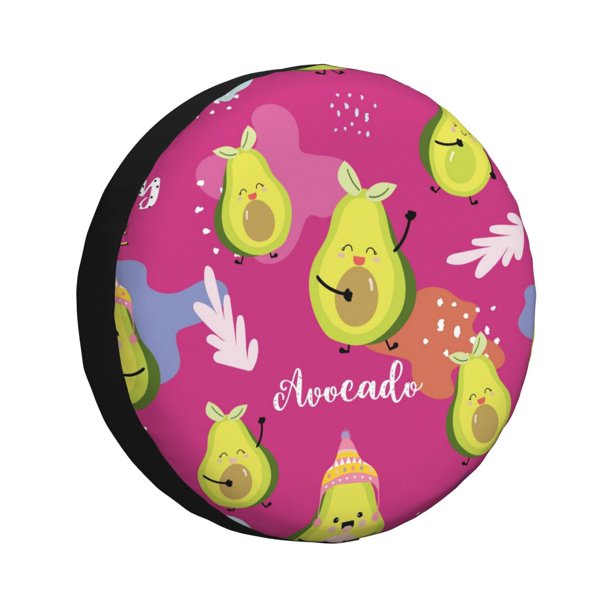 Fotbe Pink Green Avocado Funda de Llanta de Repuesto con Estampado, Engrosada, Ajuste Universal para Jeep, Remolque, RV, SUV, Camión-15 inch