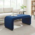 thumbnail image 2 of Accent Chair Bench Ottoman, Blue Navy, Velvet, Living Kitchen Cafe Bistro Hospitality Restaurant, Modern Contemporary Boutique HB36452, 2 of 10