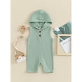 thumbnail image 4 of Suealasg Baby Boys Summer Hood Jumpsuit 3 6 12 18 Months Infant Newborn Boys Casual Solid Color Ribbed Sleeveless Tank Romper, 4 of 9