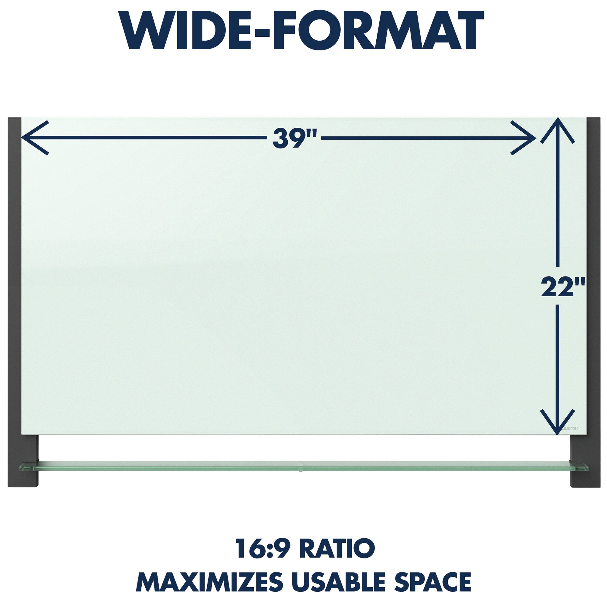 Quartet® Evoque™ Magnetic Unframed Glass Marker Whiteboard, 74" x 42", White/Black