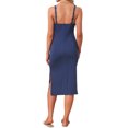 thumbnail image 3 of INSPIRE CHIC Womens Nightgowns V Neck Lace Strap Chemise Nightdress Sleeveless Side Split Midi Lingerie Night Shirt M Navy, 3 of 5