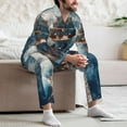 thumbnail image 7 of Picia Cargo Ship At Sea Pattern Men’s Long-Sleeve Sleepwear Set - Soft 2-Piece Loungewear with Pockets, Comfy PJs for Relaxing Nights-X-Large, 7 of 7