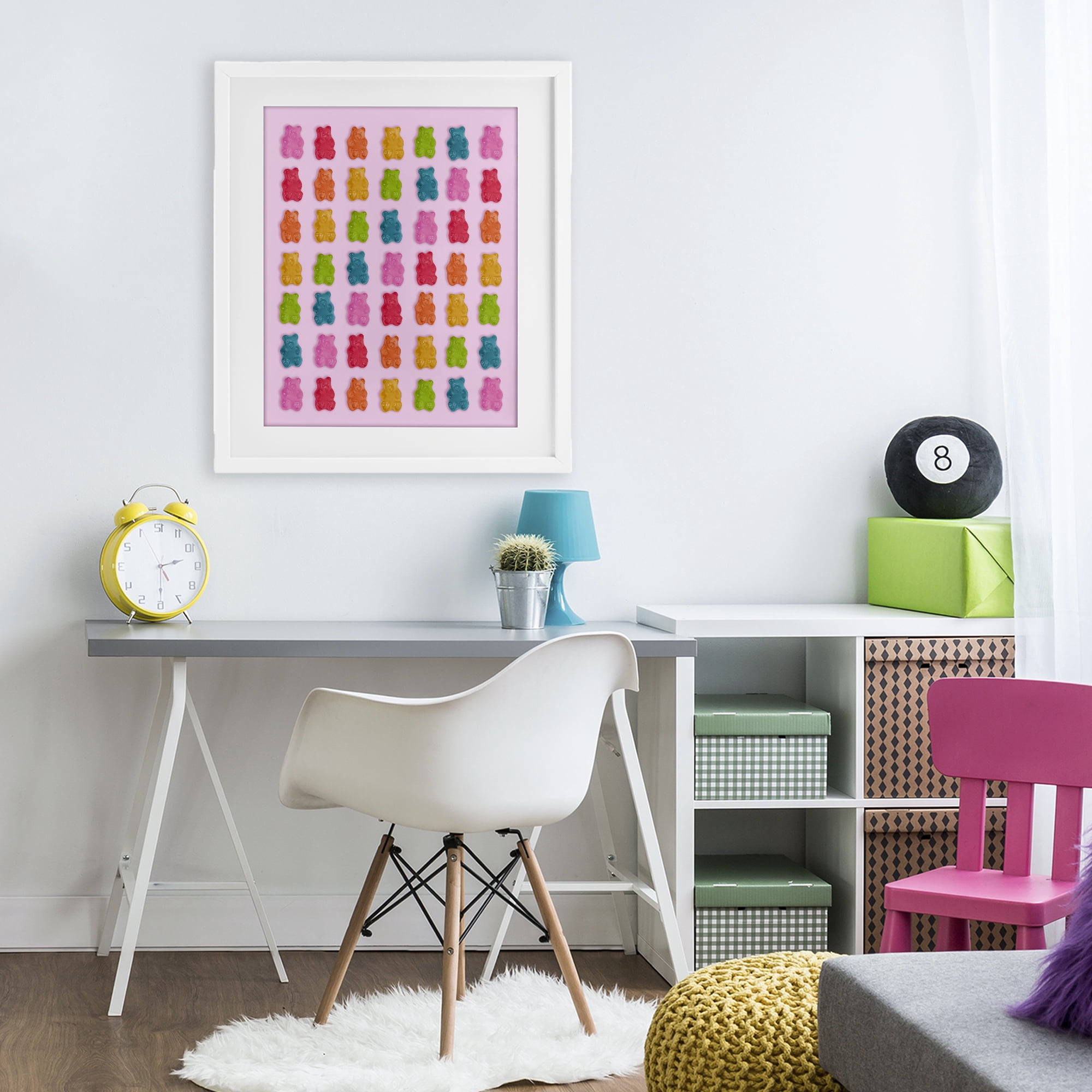 Stupell Industries Soft Rainbow Bears on Pink White Framed Print Under Glass, design by LISH Creative