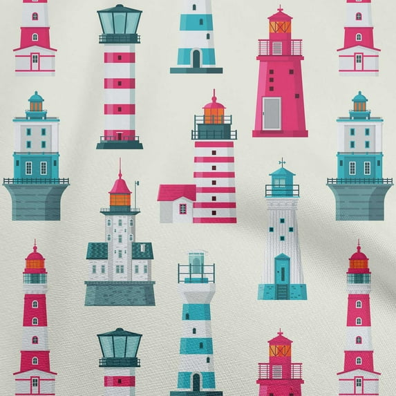oneOone Velvet Pink Fabric Sea Lighthouse Sewing Fabric By The Yard Printed Diy Clothing Sewing Supplies 58 Inch Wide