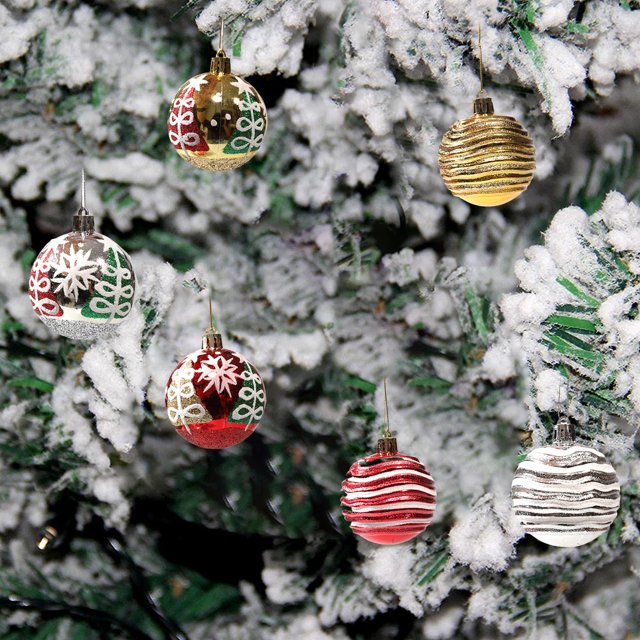 Farfi 6pcs árbol patrón decorativo bolas de navidad colgante plástico navidad fiesta bolas adornos para el hogar Farfi 21078098