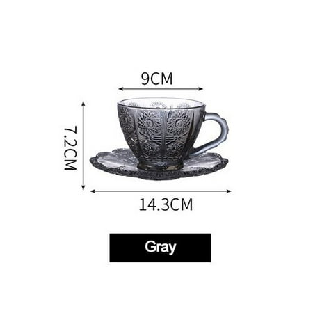 

Nordic Vintage Relief Flower Pattern Coffee Mug Luxury Water Cafe Tea Milk Cup Condensation Coffee Glass Coasters Set