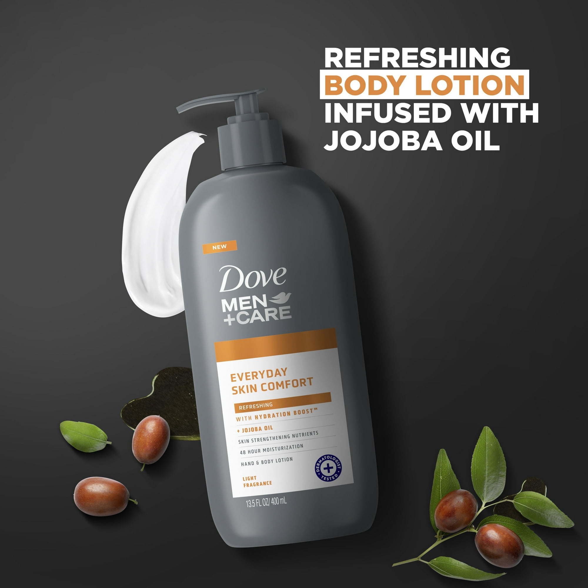Dove Men+Care Everyday Skin Comfort Non Greasy Hand and Body Lotion, Light, 13.5 fl oz (2 pack)