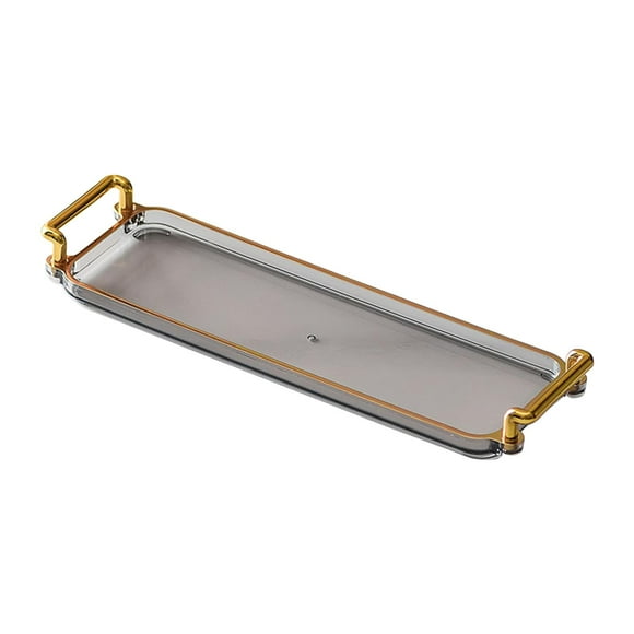 Bandeja rectangular para servir con asas Bandeja de postre Bandeja decorativa Bandeja de tocador para Gris