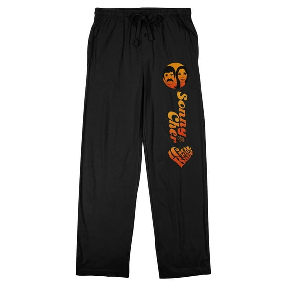 Sonny & Cher Music Duo With Heart Men's Black Sleep Pajama Pants-XL
