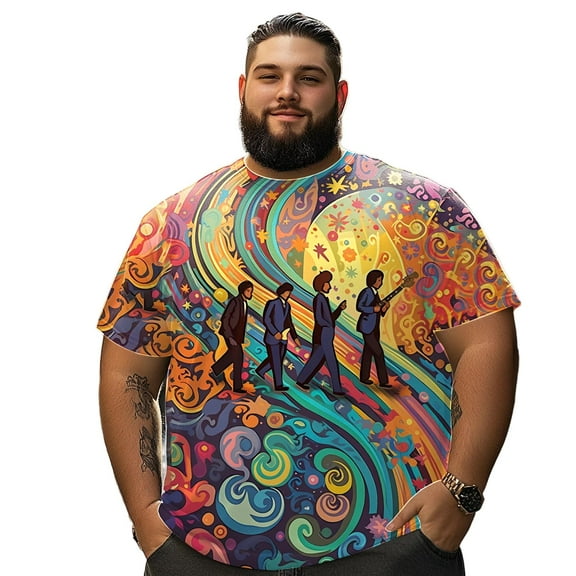 Men T Shirt for Big & Tall Man Graphic Short Sleeve Plus Size Oversized Tee Tshirts 2XL 3DTS10070