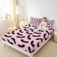 thumbnail image 4 of Manfei Halloween Bat Child Twin Sheet Sets, Cartoon Stars Moon Print Twin Fitted Sheet, Sugar Gothic Theme Flat Sheet, Lightweight Room Decor, 3pcs, 4 of 7