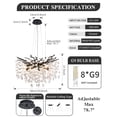 thumbnail image 6 of Modern Tree Branch Crystal Chandelier, Adjustable Height 20-78.7 Inches, Luxury Black Metal & Sparkling Crystal Lighting Fixture for Dining Room, Living Room, Bedroom, 6 of 10